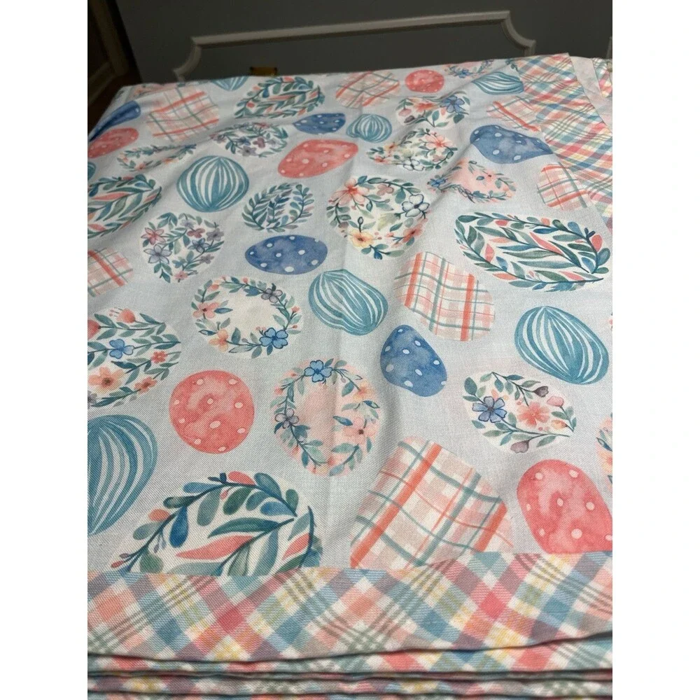 Cynthia Rowley Easter Egg Floral Tablecloth 60x102” EUC